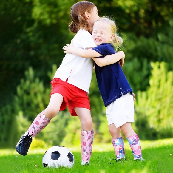 Croloose Kids Soccer Shin Guard Socks 4 Pairs Non-Slip Protective Gear Small - Picture 7 of 7